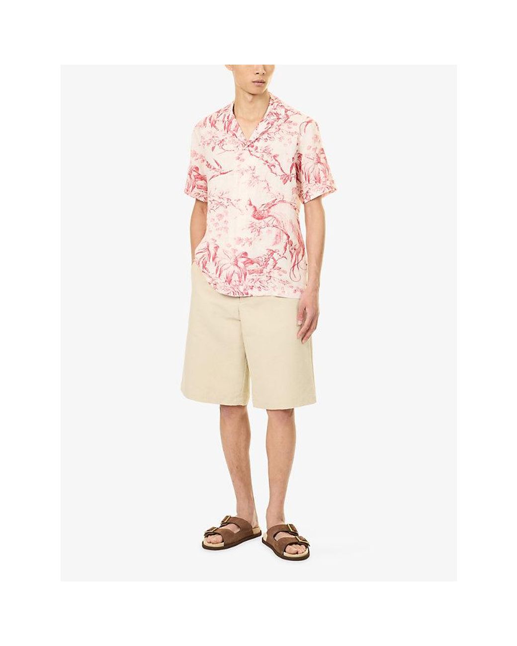Orlebar Brown Pink Maitan Nature-Print Linen Shirt for men