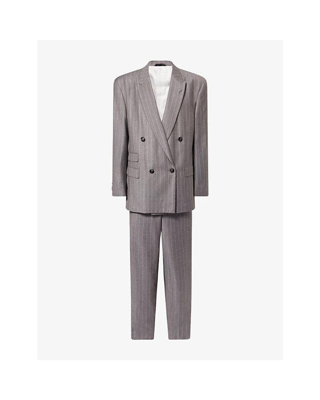 Giorgio Armani Gray Pinstripe Double-Breasted Wool Suit for men