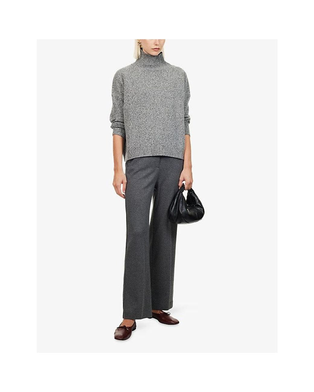 Weekend by Maxmara Gray Straight-Leg Stretch-Cotton Trousers