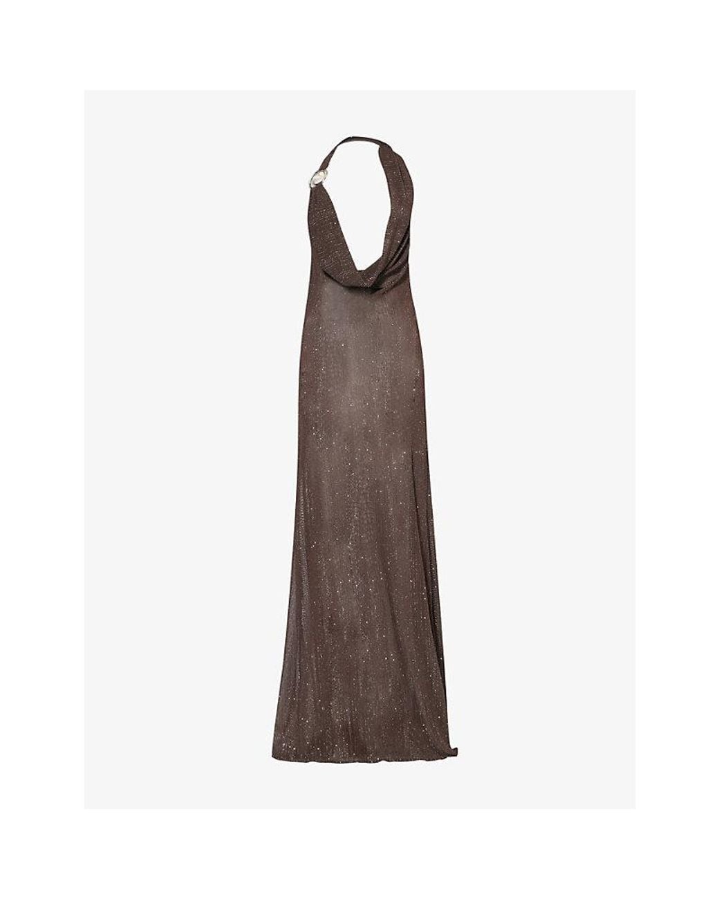Jaded London Moara Plunge-Cowl Neck Stretch-Knit Maxi Dress in Brown | Lyst Jaded London Moara Plunge-Cowl Neck Stretch-Knit Maxi Dress in Brown | Lyst