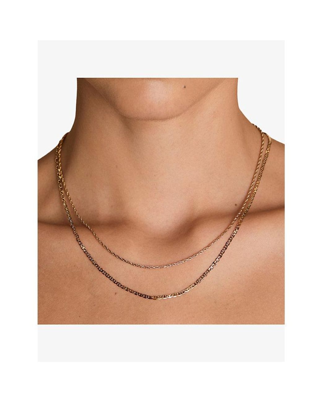 Astrid & Miyu Metallic Illusion Double Chain 18Ct-Plated Brass Necklace