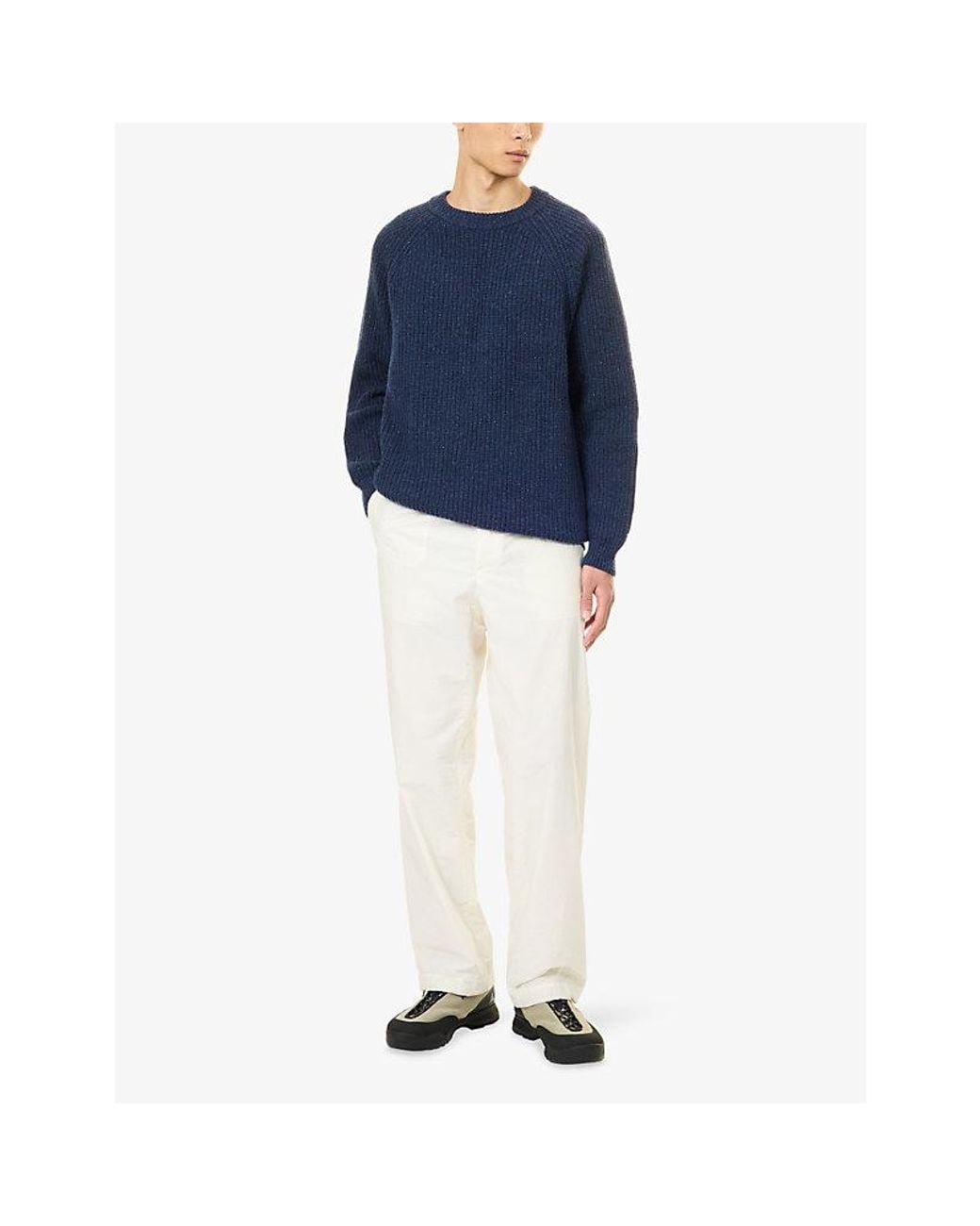 FINISTERRE Blue Mora Knitted Wool Jumper for men