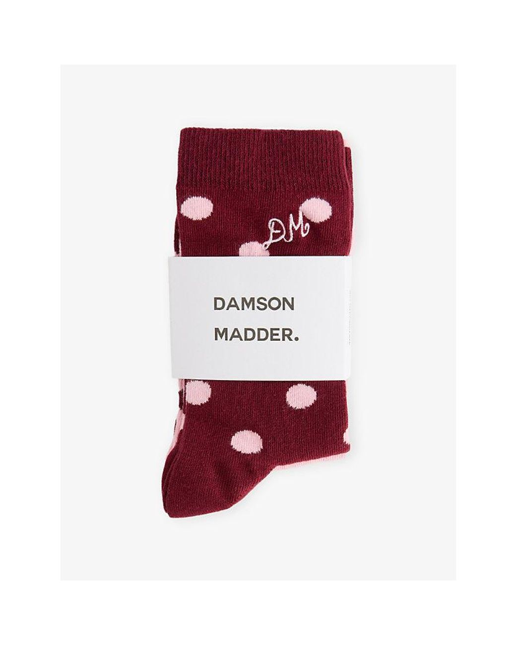 Damson Madder Dot-Embroidered Pack Of Two Cotton-Blend Crew Socks