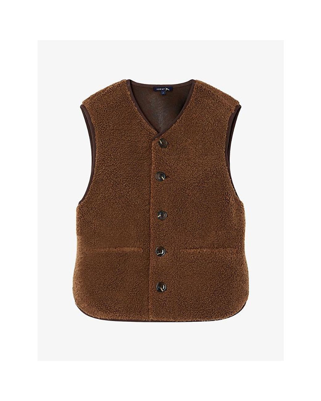 Soeur Brown Fusil Teddy-Textured Faux-Fur Gilet