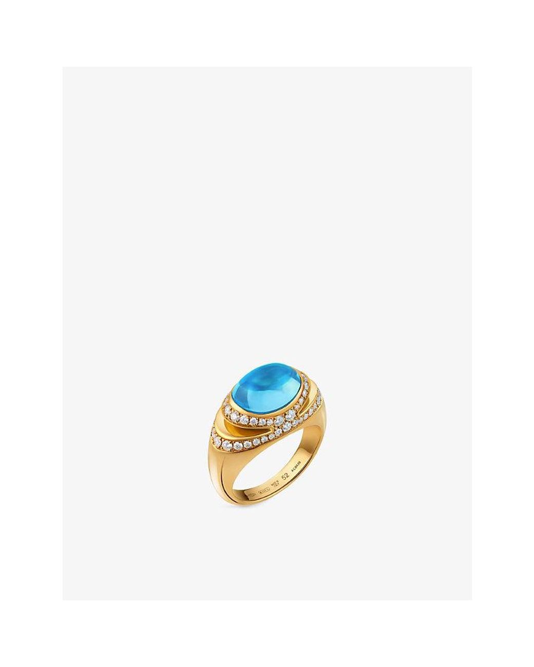 BVLGARI Metallic Cabochon 18Ct- Topaz And 0.56Ct Demi Pavé-Diamond Ring