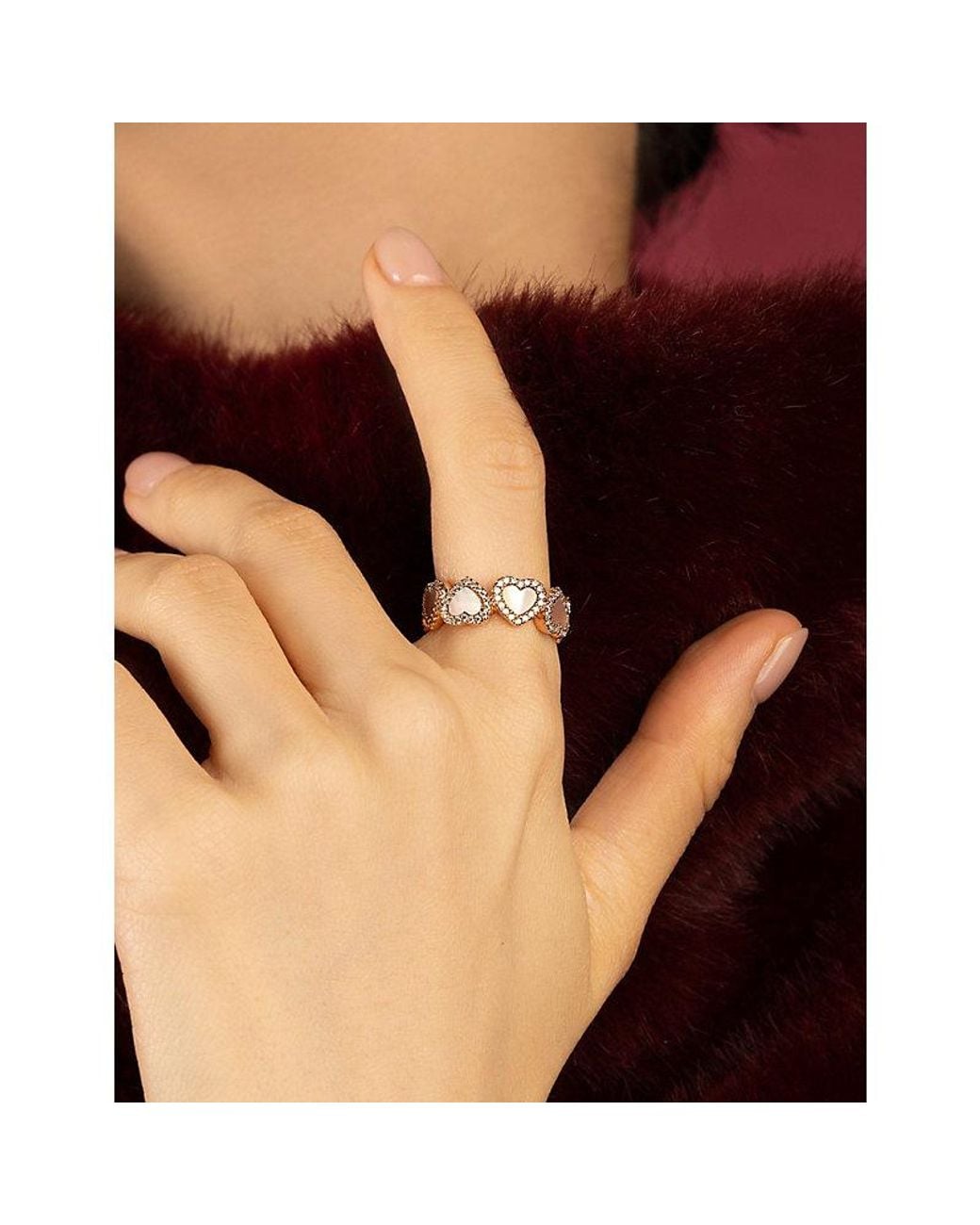 Apm Monaco White Full Heart 18Ct-Plated Metal Alloy And Cubic Zirconia Ring