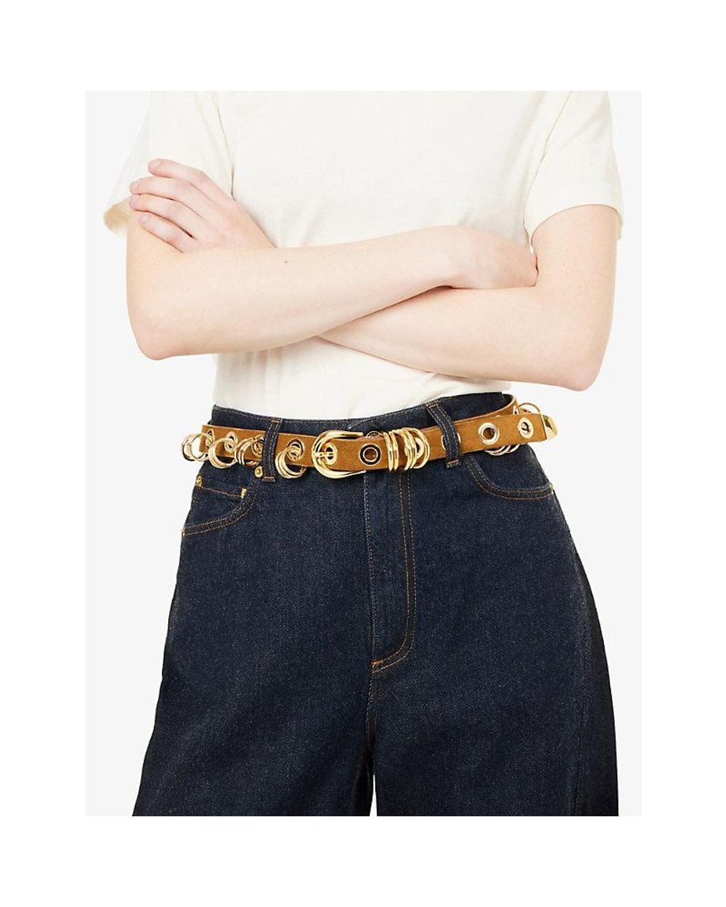 DEHANCHE Metallic Revenge Ring Suede Belt