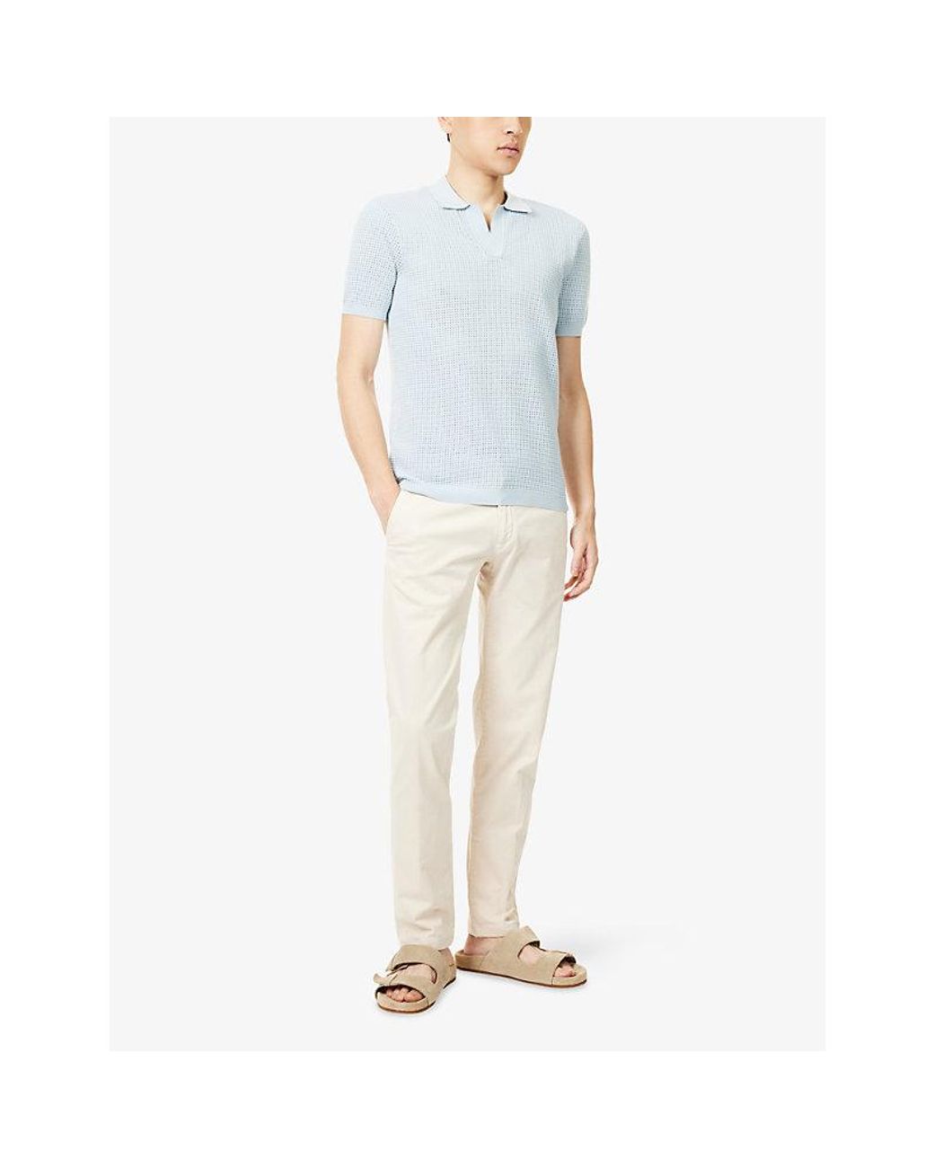 Orlebar Brown Natural Fallon Tailored-Fit Stretch-Cotton Trousers for men