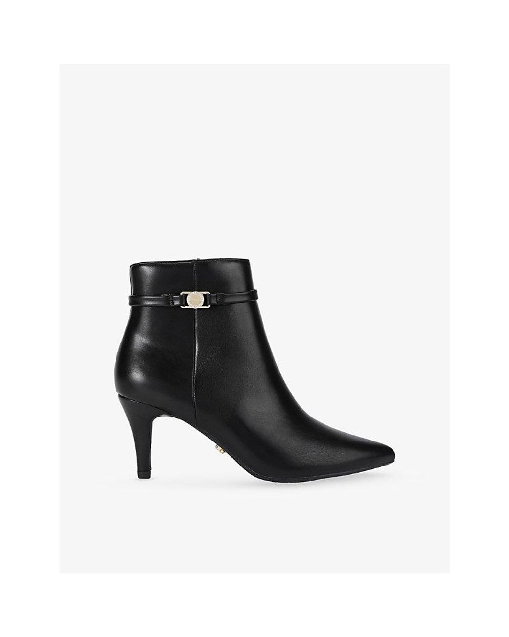 Carvela Kurt Geiger Black Flute Coin Faux-Leather Heeled Ankle Boots