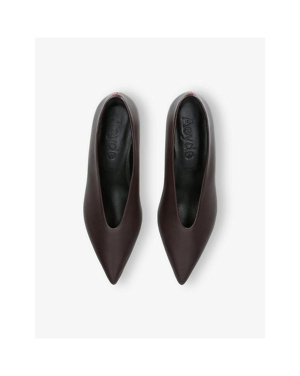 Aeyde Brown Clara Pointed-Toe Heeled Leather Pumps