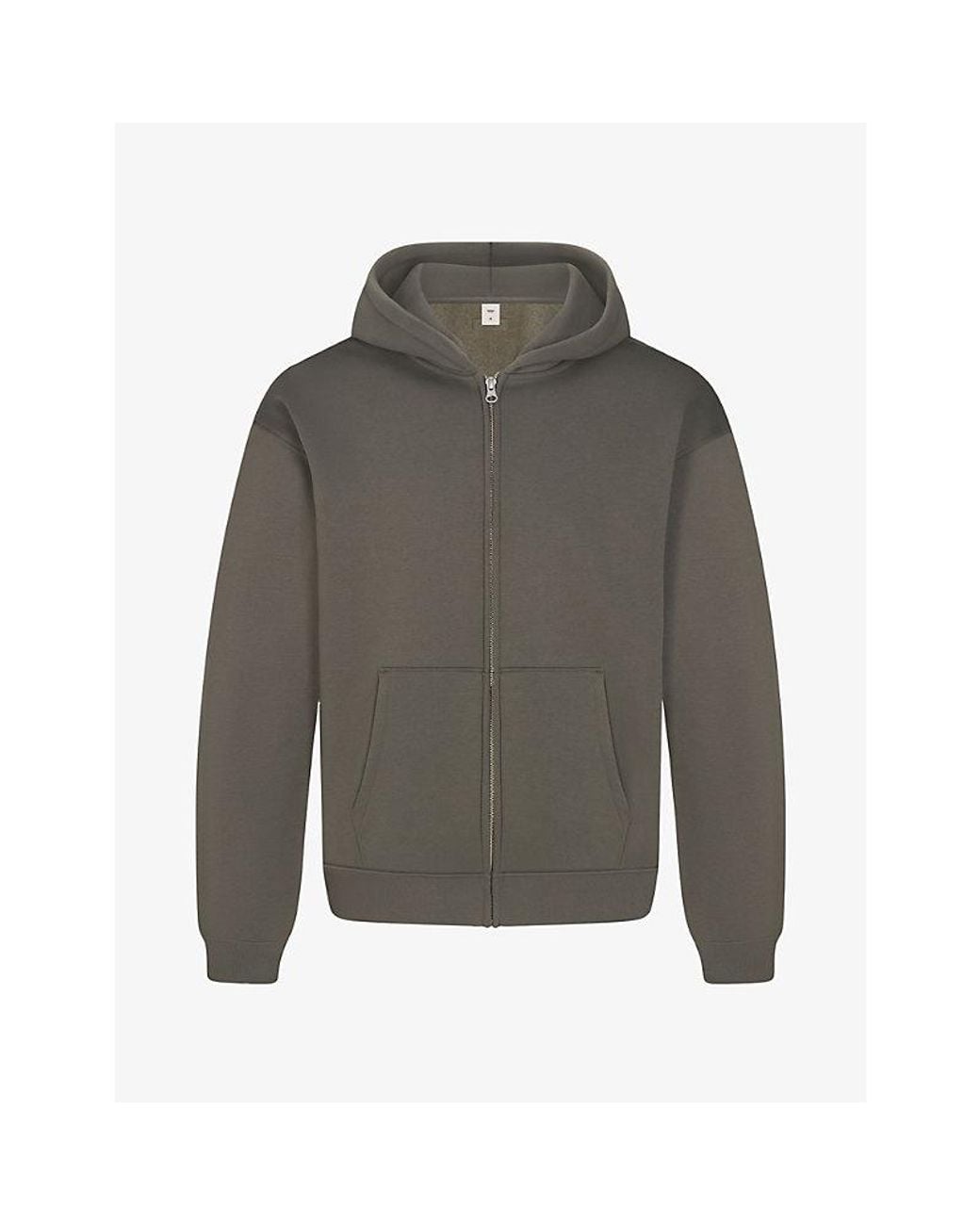 Skims Gray Fleece Lounge Relaxed Zip Cotton-Jersey Hoody for men