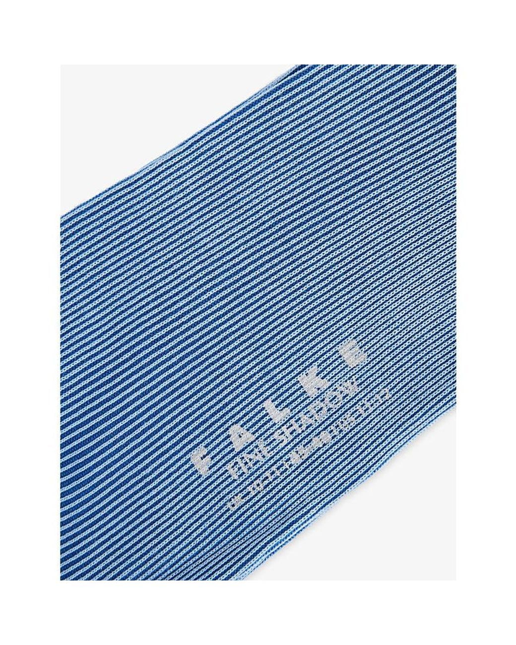 Falke Blue Fine Shadow Cotton-Blend Socks for men