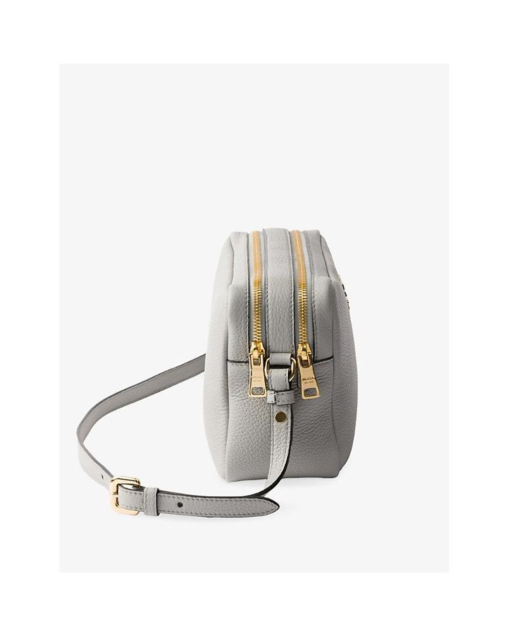 Prada Gray Enamelled -Logo Small Leather Cross-Body Bag