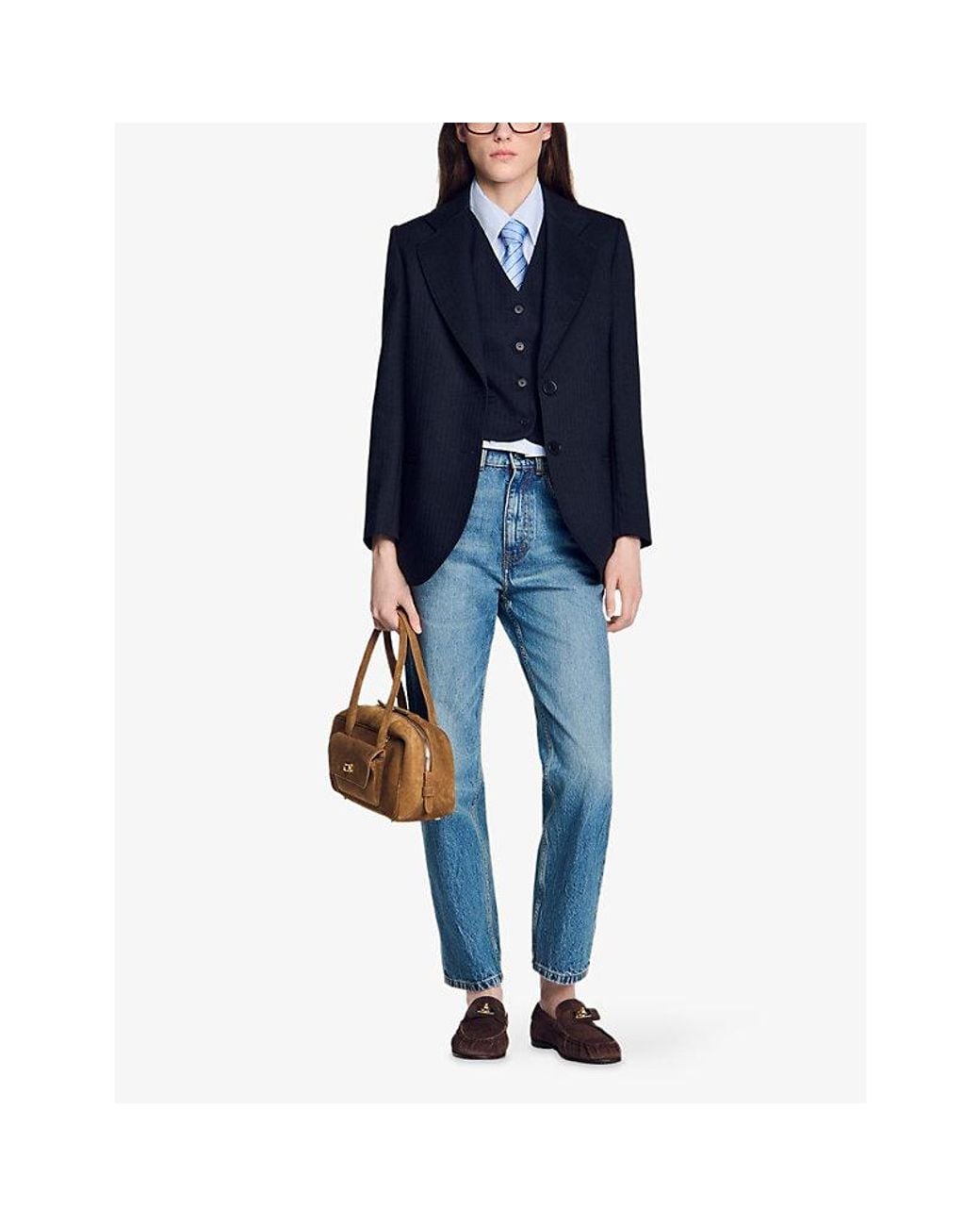 Sandro Brown Ezmehralda Suede Bowling Bag