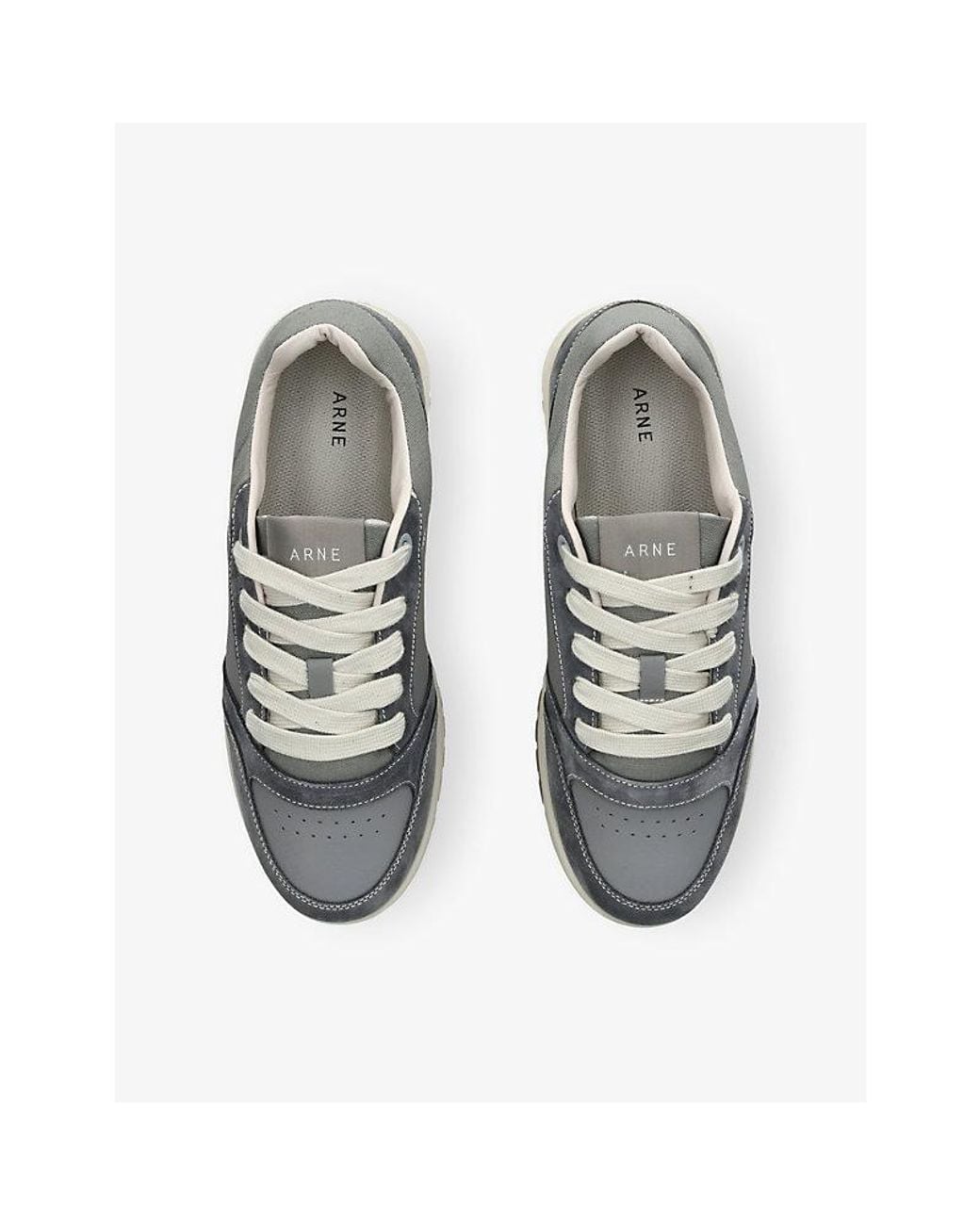 Arne Gray Nova Leather And Woven Trainers for men