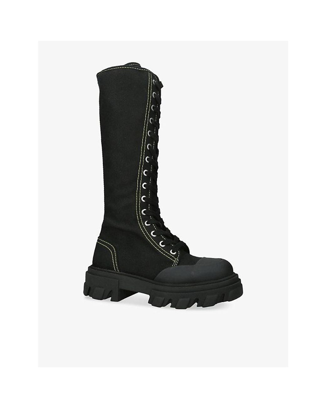 Ganni Black Trail Canvas Knee-High Boots