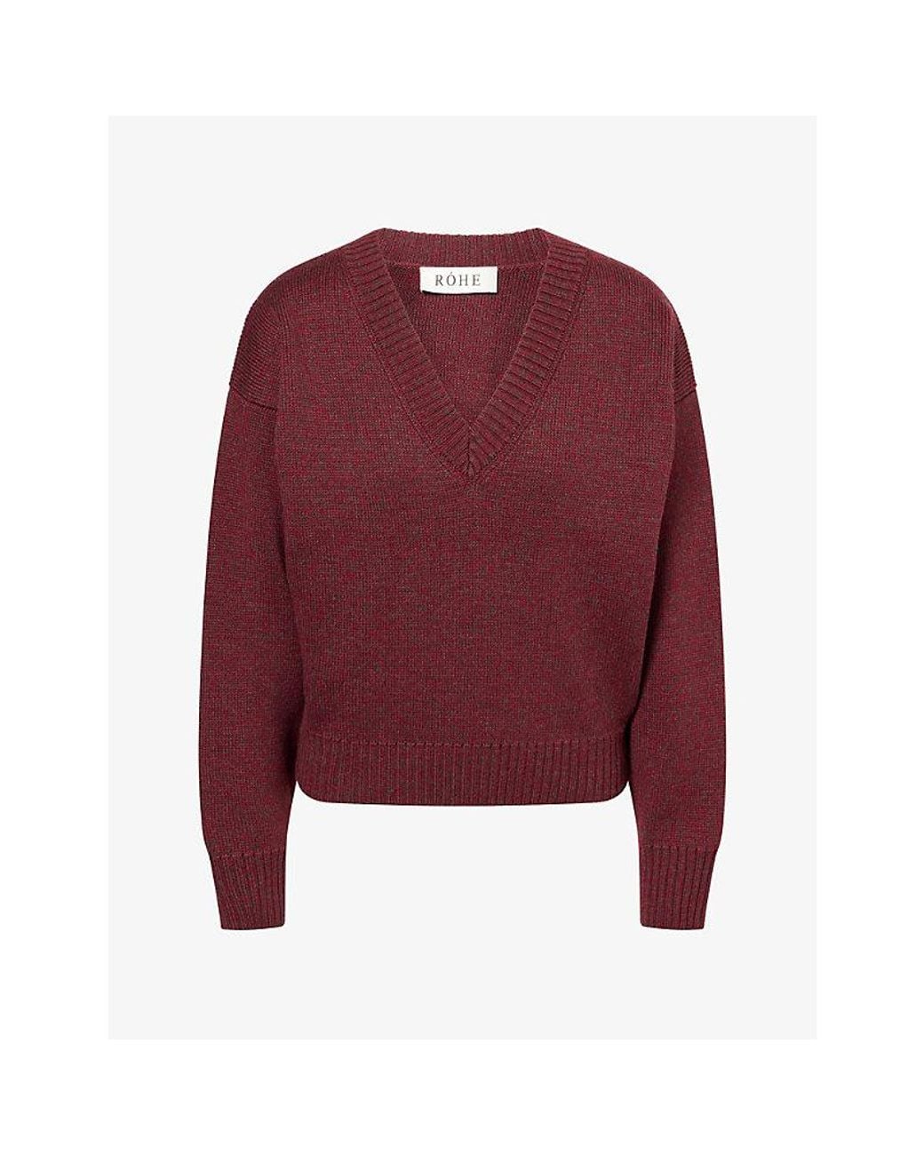 RÓHE Frames Red V-Neck Oversized Wool Jumper