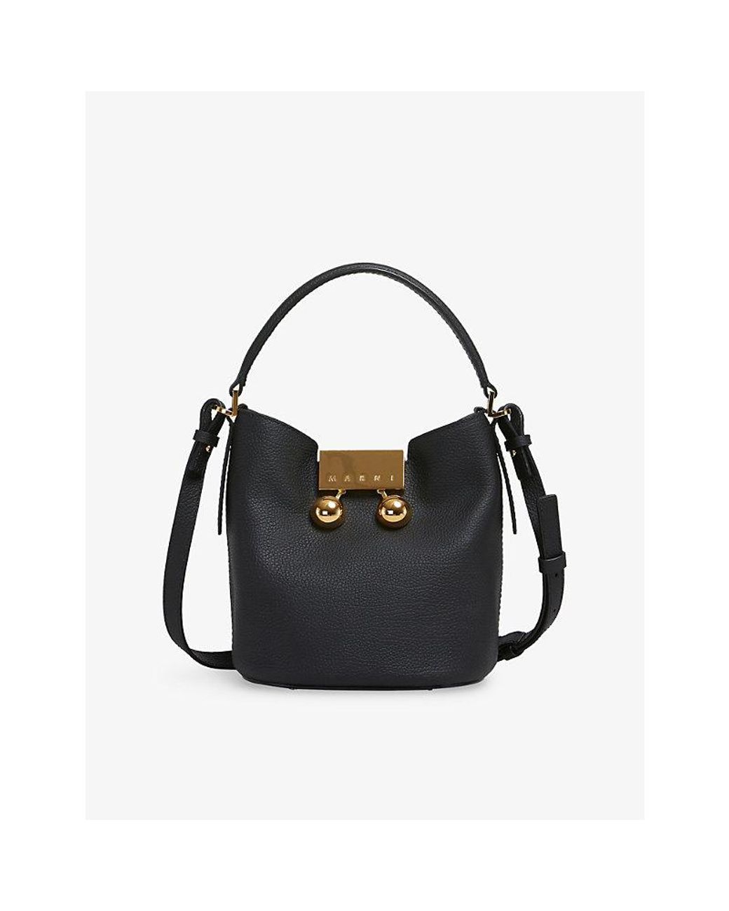 Marni Black Trunkeroo Bucket Leather Shoulder Bag