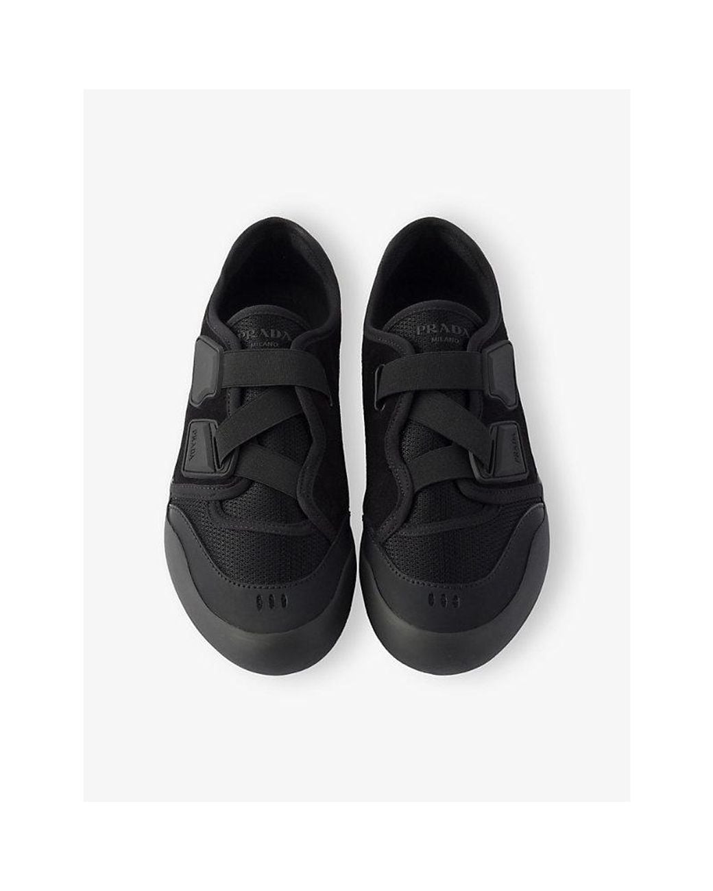 Prada Black Speedrock Technical Leather And Mesh Trainers