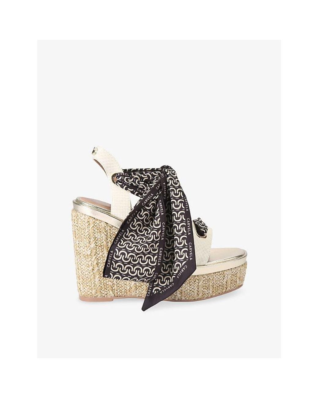 Carvela Kurt Geiger Multicolor Sorrento Scarf Faux-Leather Wedges