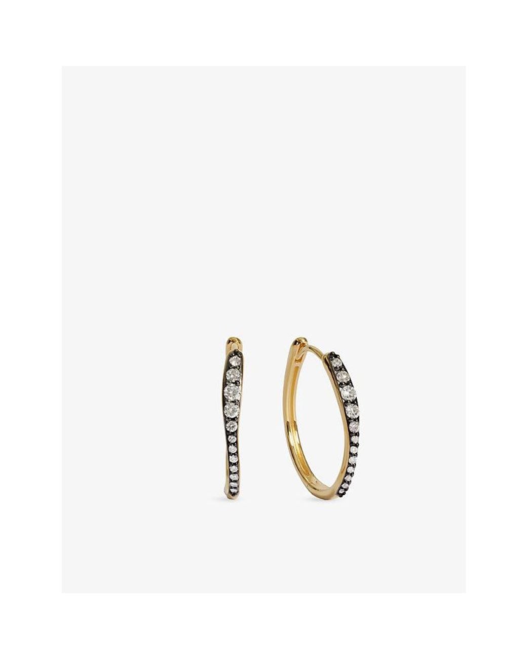 Monica Vinader Metallic Riva Pavé Diamond Blackened Medium 18Ct Vermeil And 0.35Ct Lab Grown Diamond Hoop Earrings