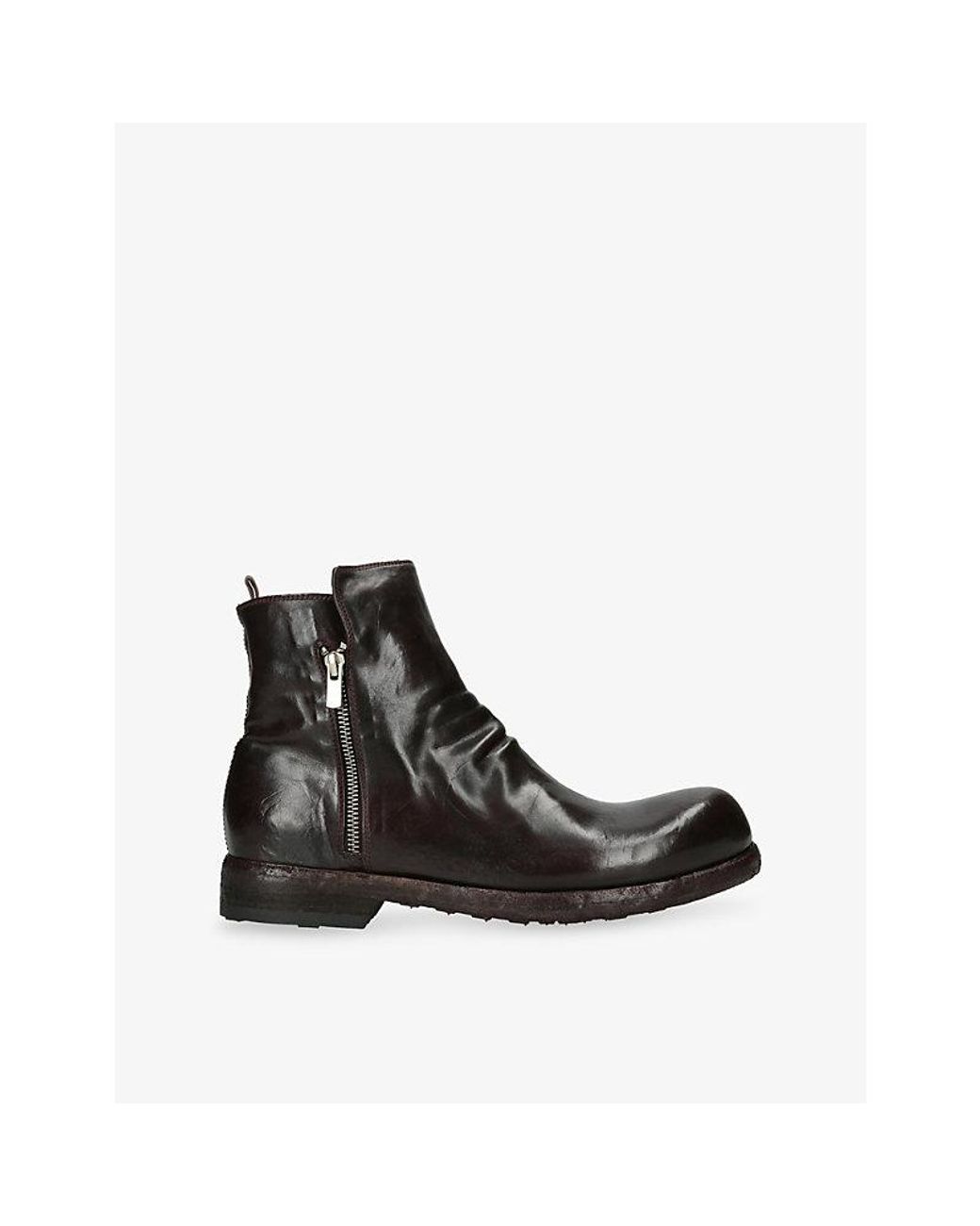 Officine Creative Black Bulla Side-Zip Leather Chelsea Boots for men