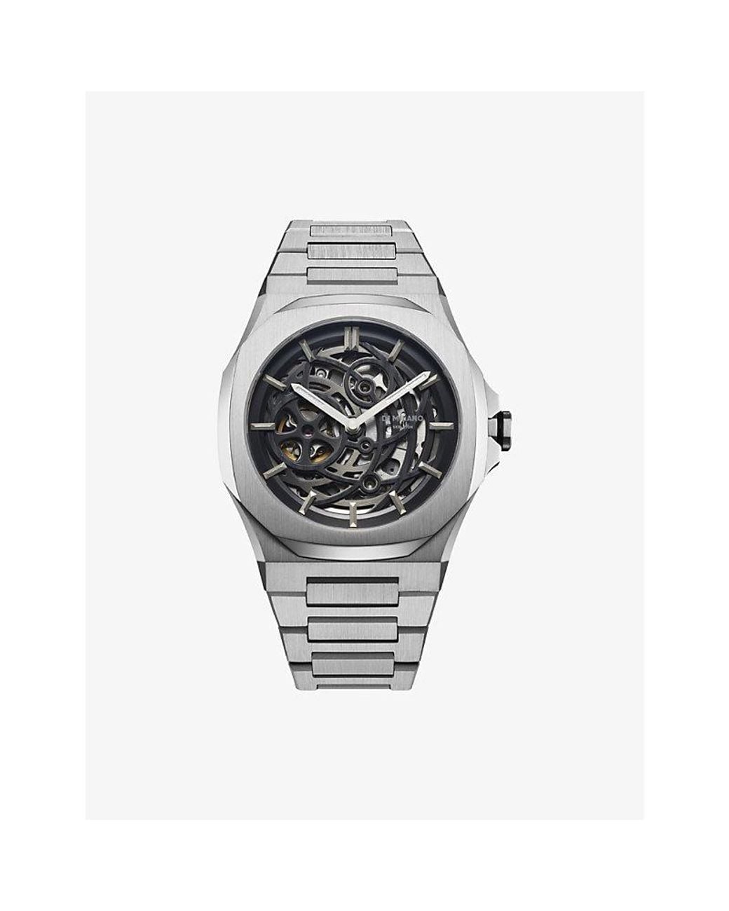 D1 Milano Metallic Skeleton Bracelet 41.5Mm Stainless Steel Mechanical Watch