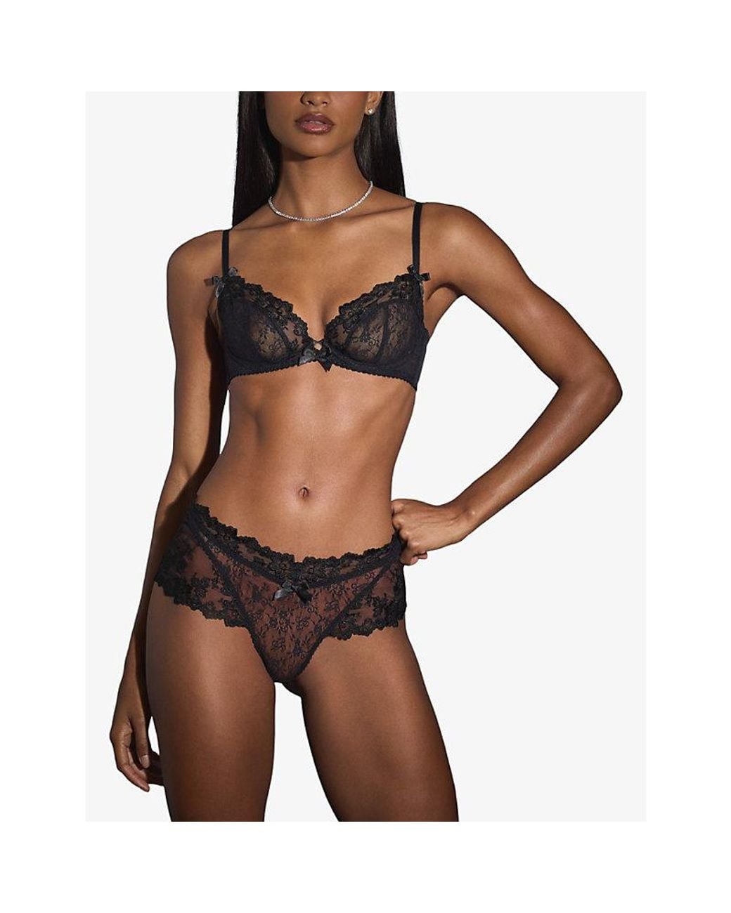 Agent Provocateur Black Josephina Plunge Lace Bra