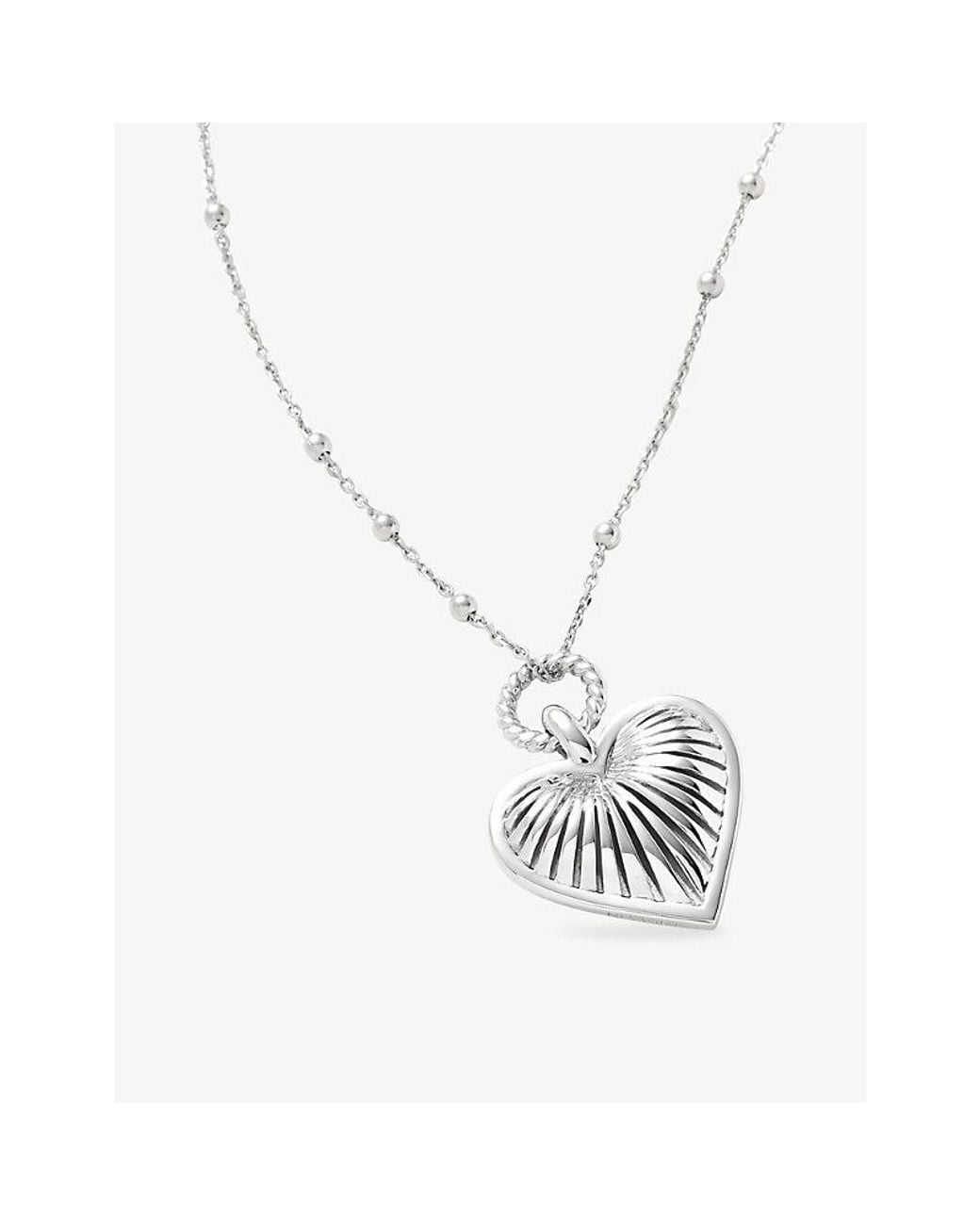Missoma White Ridge Heart Charm-Plated Brass Pendant Necklace