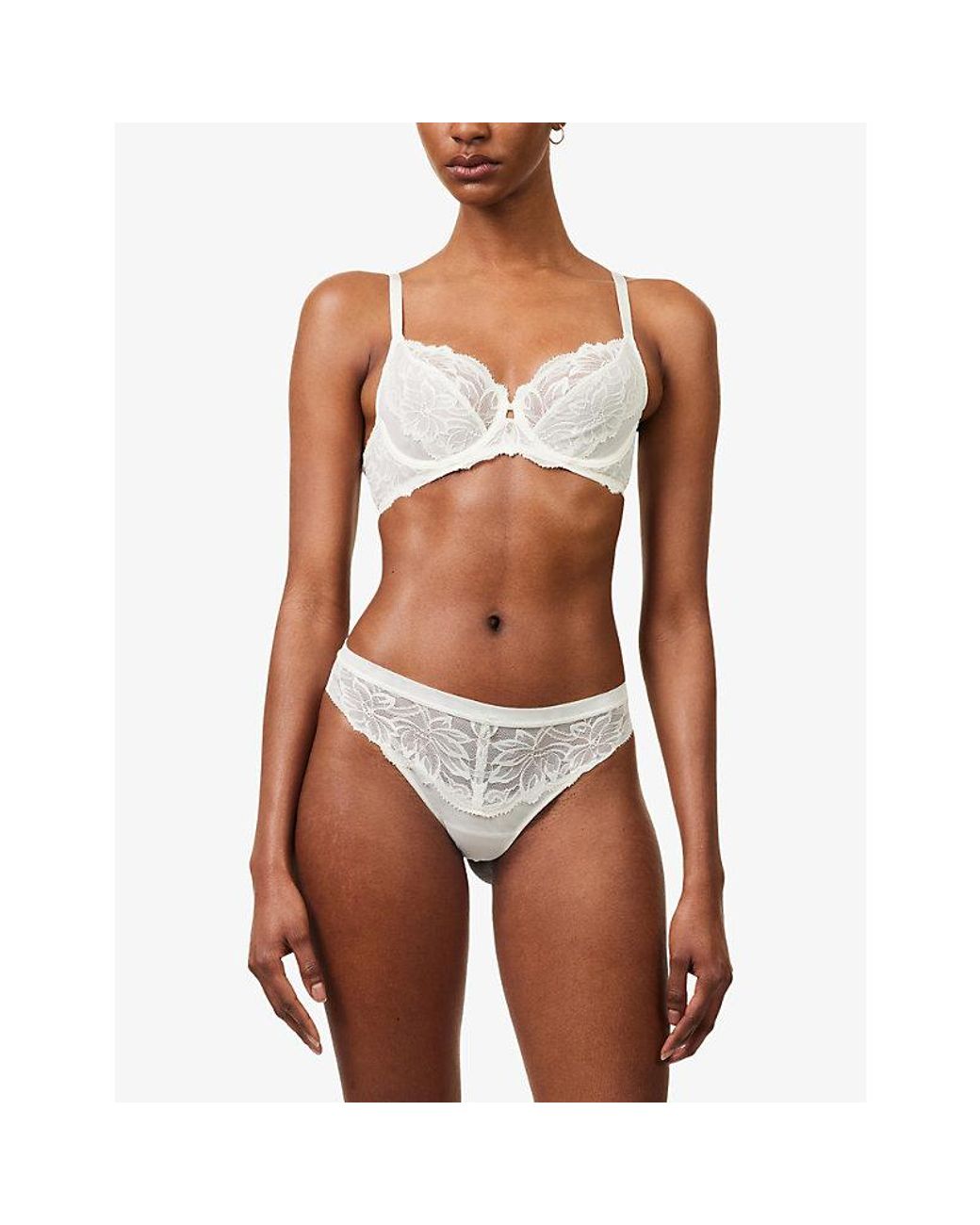 Wacoal White Abellia Classic Underwire Stretch-Lace Bra