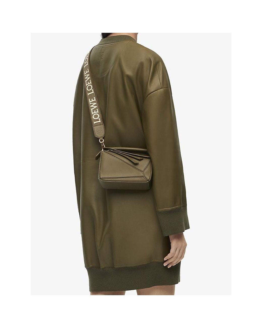 Loewe Metallic Anagram Loop Cotton And Leather Bag Strap