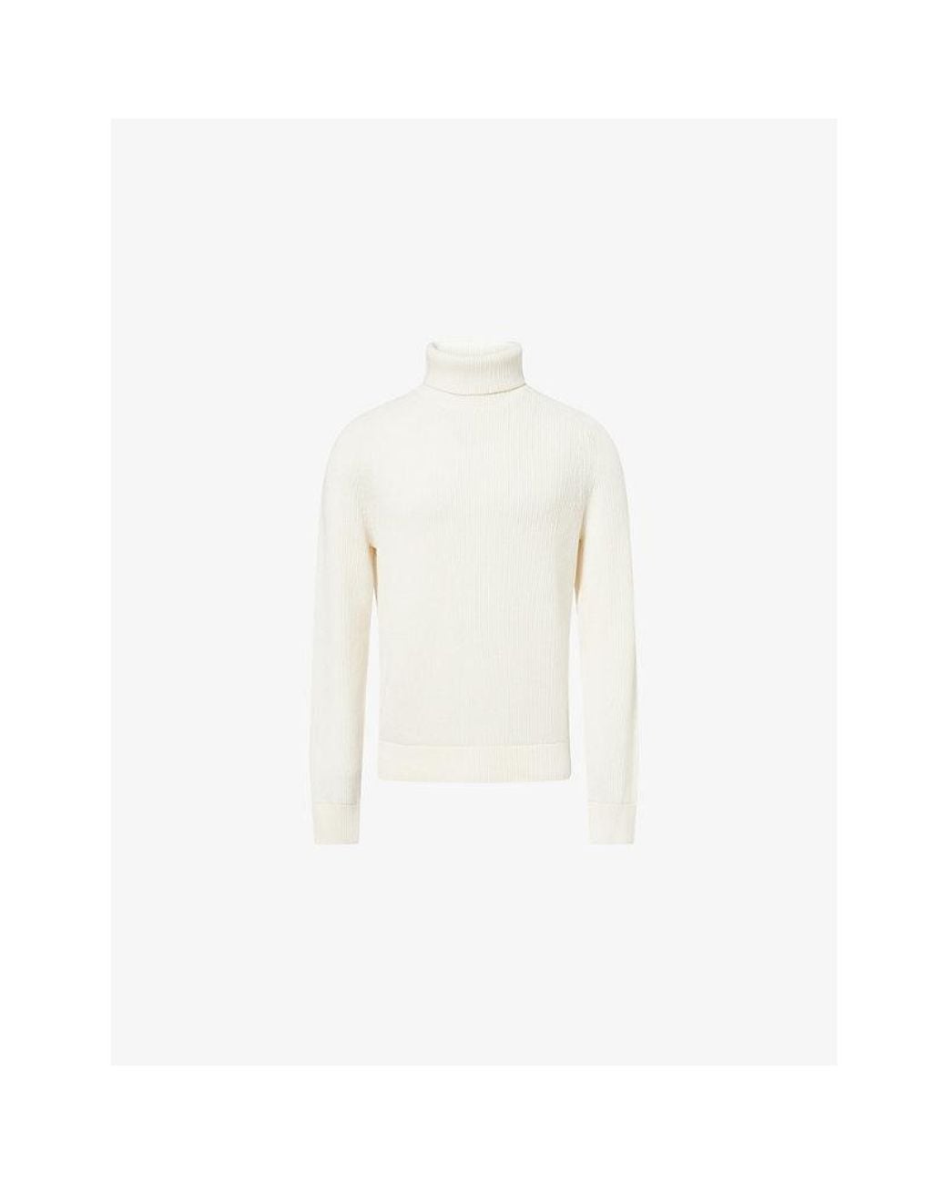 Gant White Rib-Knit Turtleneck Cotton And Merino-Wool Turtleneck for men