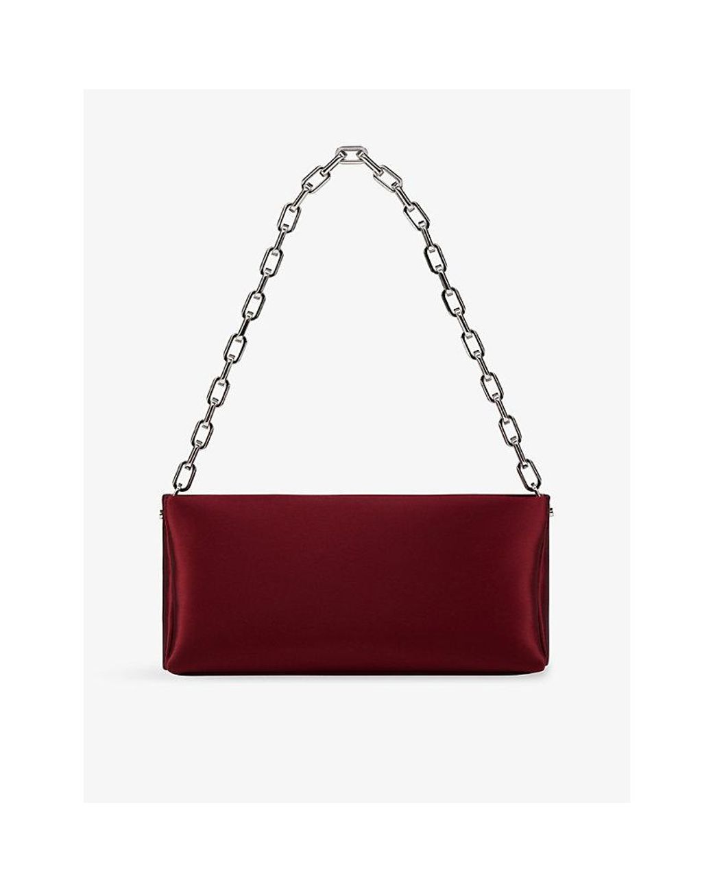 Christian Louboutin Red Maykimay Chain Pouch Satin Clutch Bag