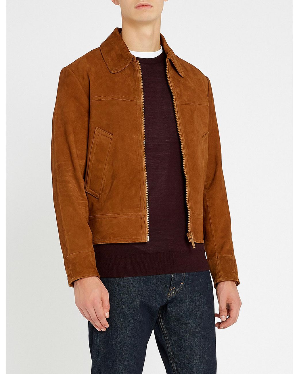 Sandro Zip-up Suede Jacket in Brown for Men | Lyst Canada