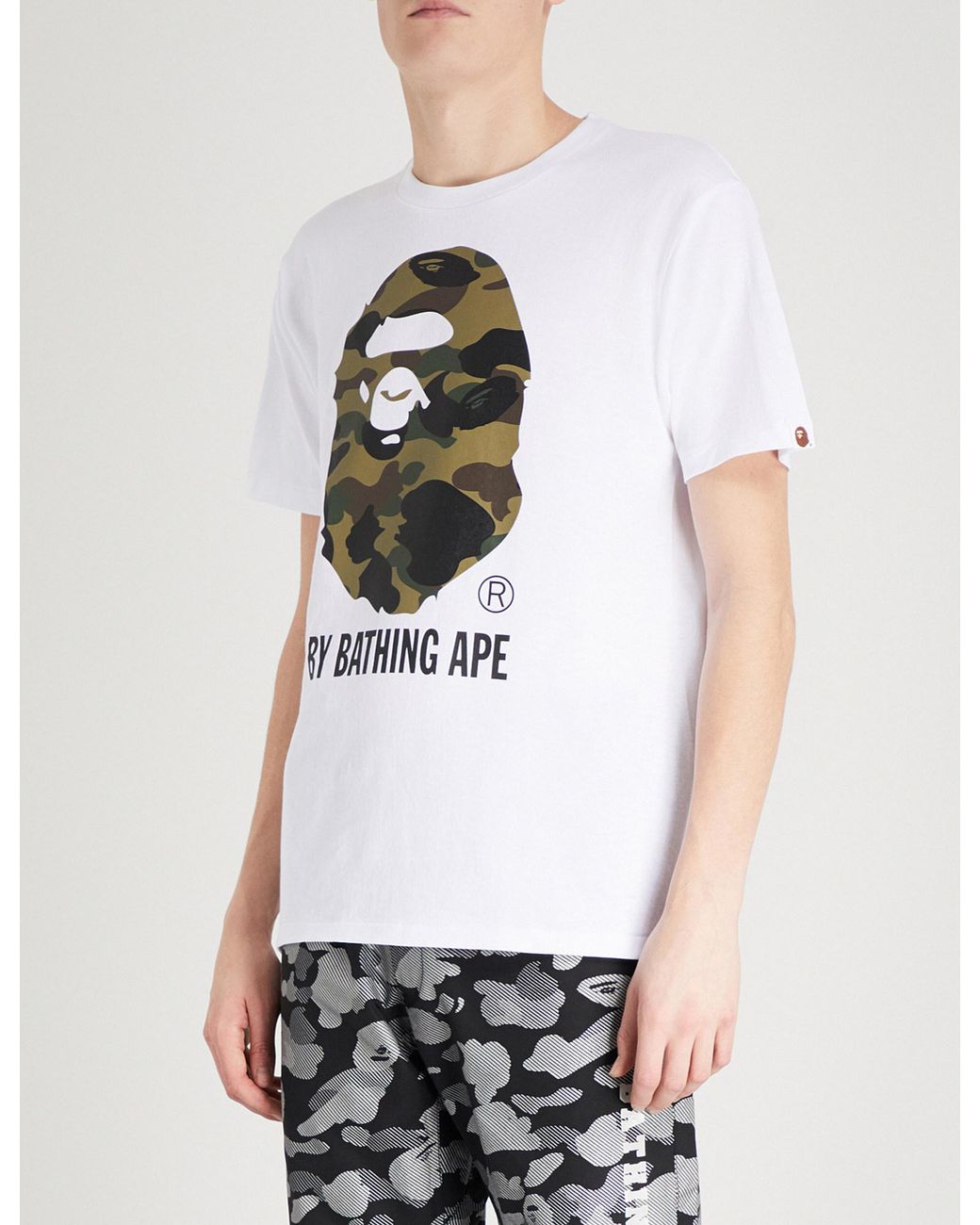A Bathing Ape Camouflage Ape Head Cotton-jersey T-shirt in White for Men |  Lyst