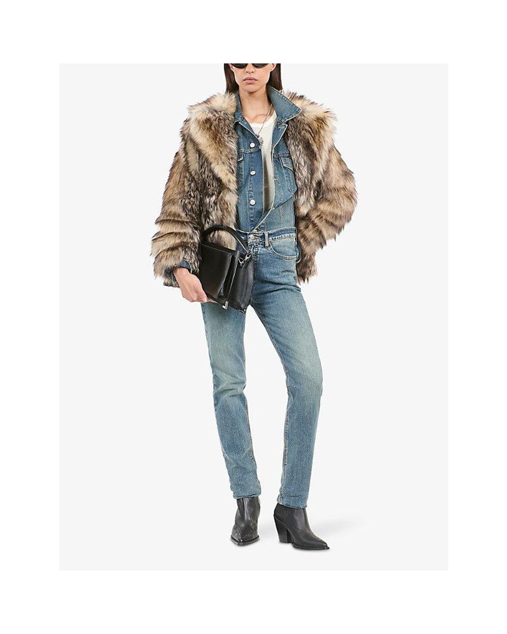 The Kooples Lapel Collar Relaxed Fit Faux Fur Jacket in Brown Lyst UK