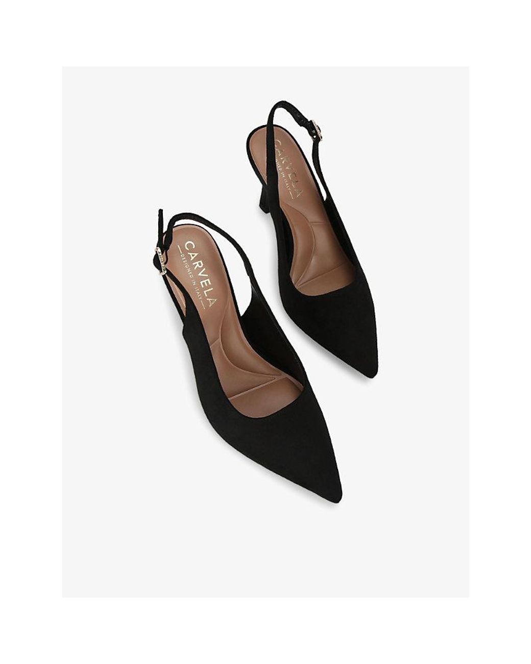Carvela Kurt Geiger Black Corletta Wide-Fit Heeled Faux-Leather Sling-Backs