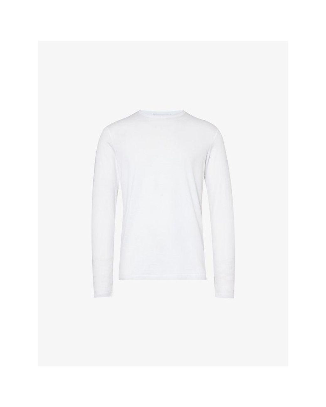 Sunspel White Sun Crew-Neck Long-Sleeve Cotton-Jersey T-Shirt for men
