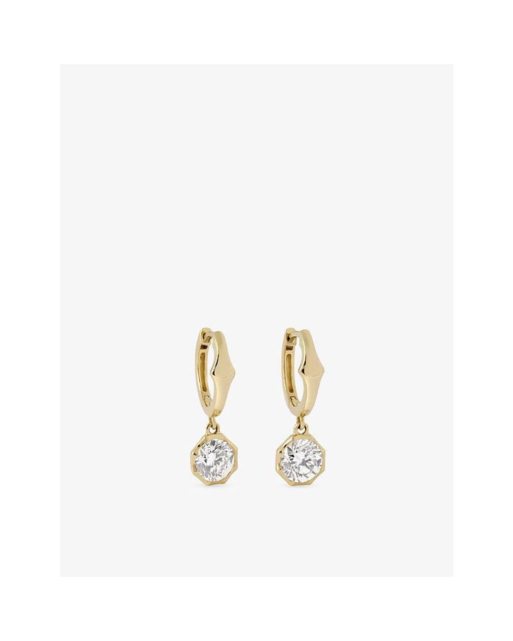 Astley Clarke Metallic Solitaire 1Ct Diamond 14Ct Drop Huggie Earrings