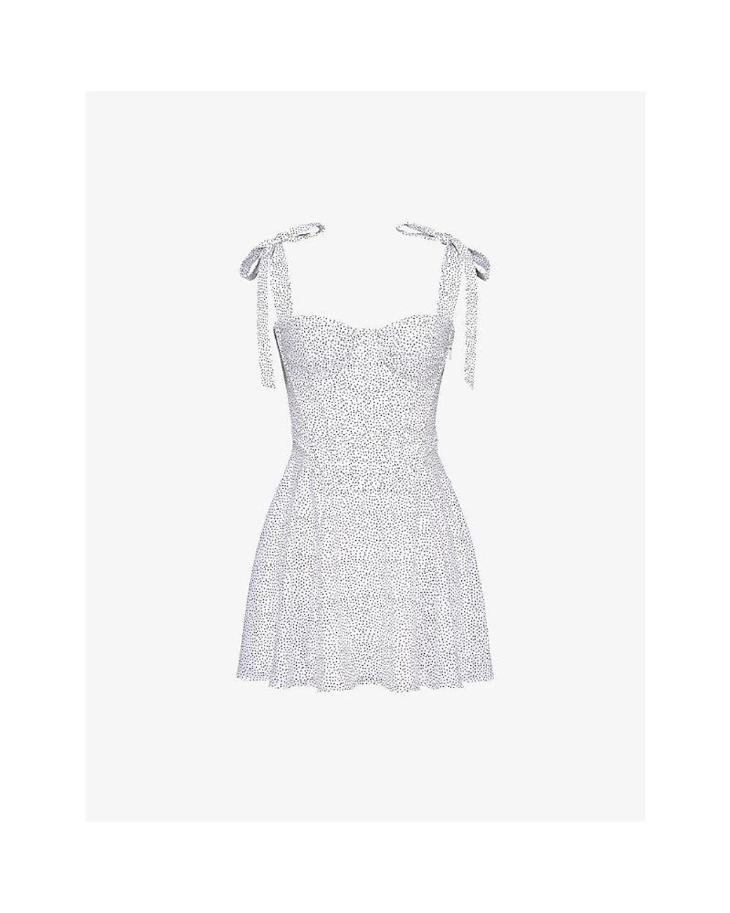House Of Cb White Ariella Polka-Dot Chiffon Mini Dress Xs (A-C Cup)