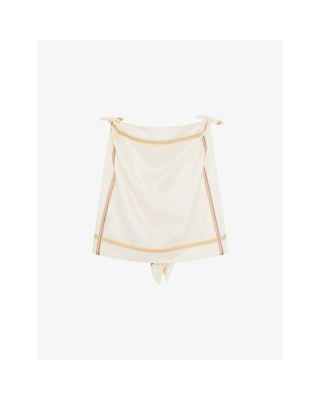 Maje Natural Grid-Pattern Cropped Cotton Top