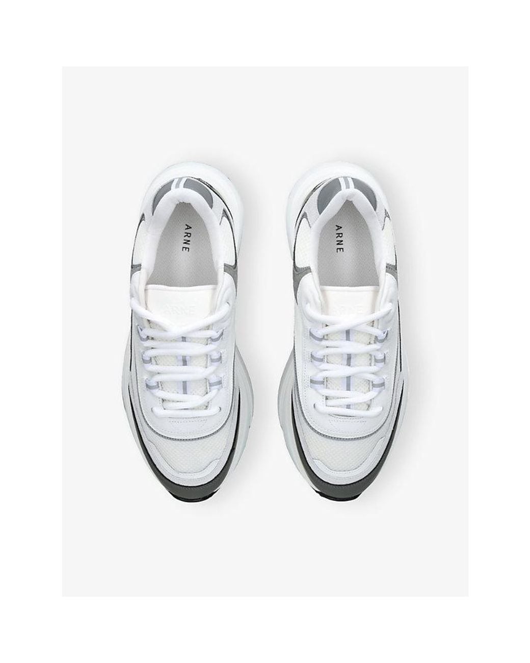 Arne White Technical Runner 2.0 Mesh And Leather Trainers for men