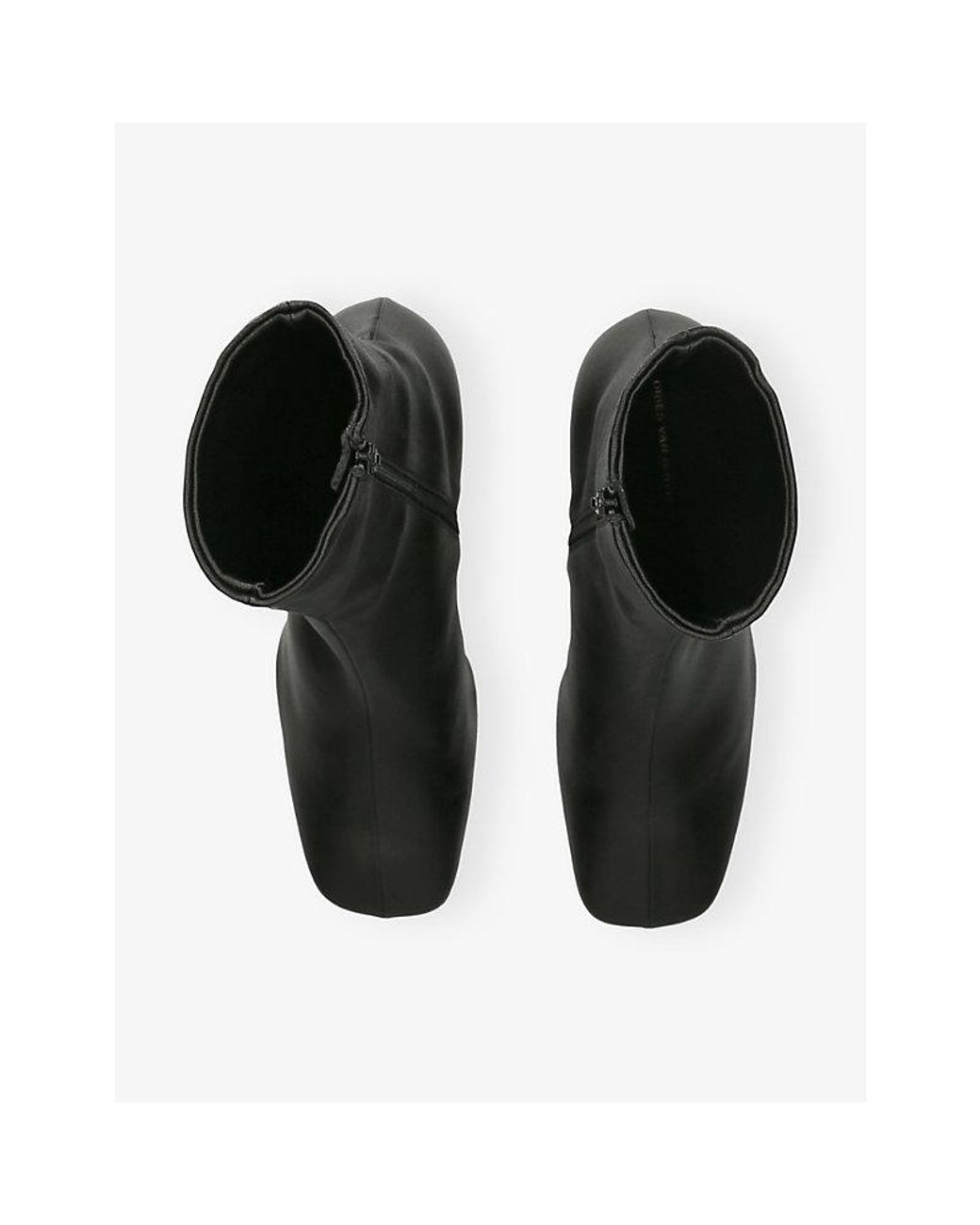 Dries Van Noten Black Wedge Leather Ankle Boots