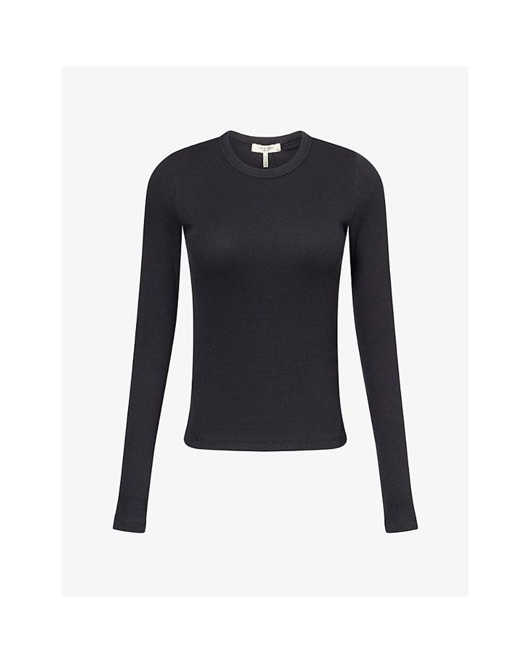 Rag & Bone Blue The Essential Ribbed Stretch-Cotton T-Shirt