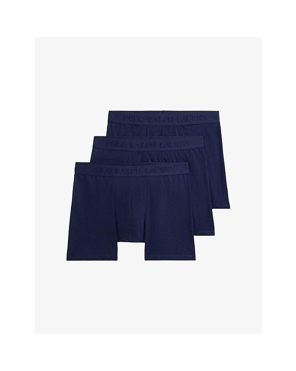 Polo Ralph Lauren Blue Tonal Branded-Waistband Pack Of Three Jersey Boxer Briefs for men