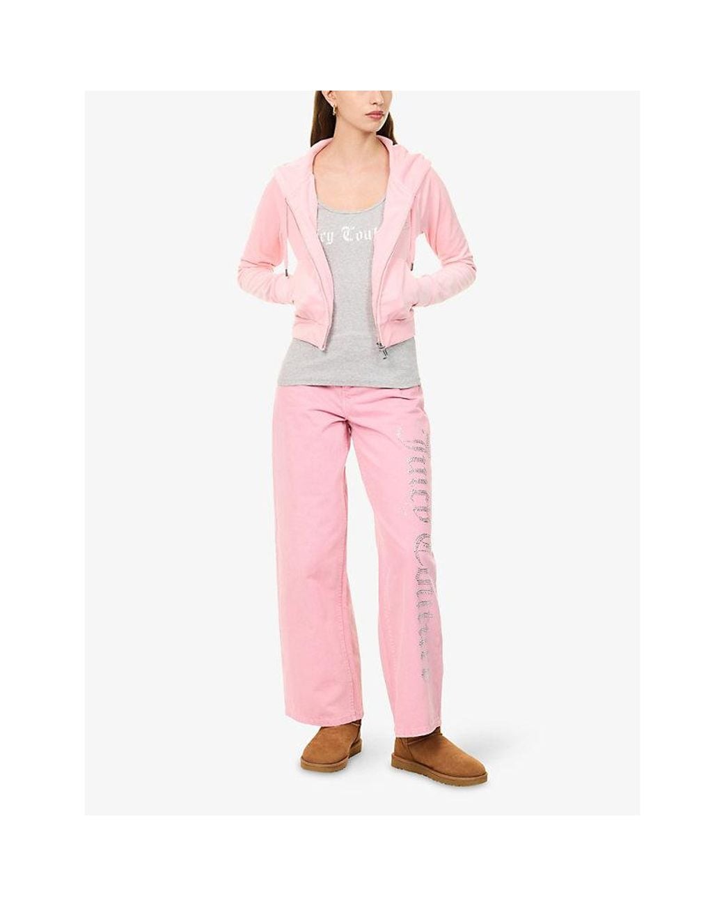 Juicy Couture Pink Madison Diamanté Velour Hoody