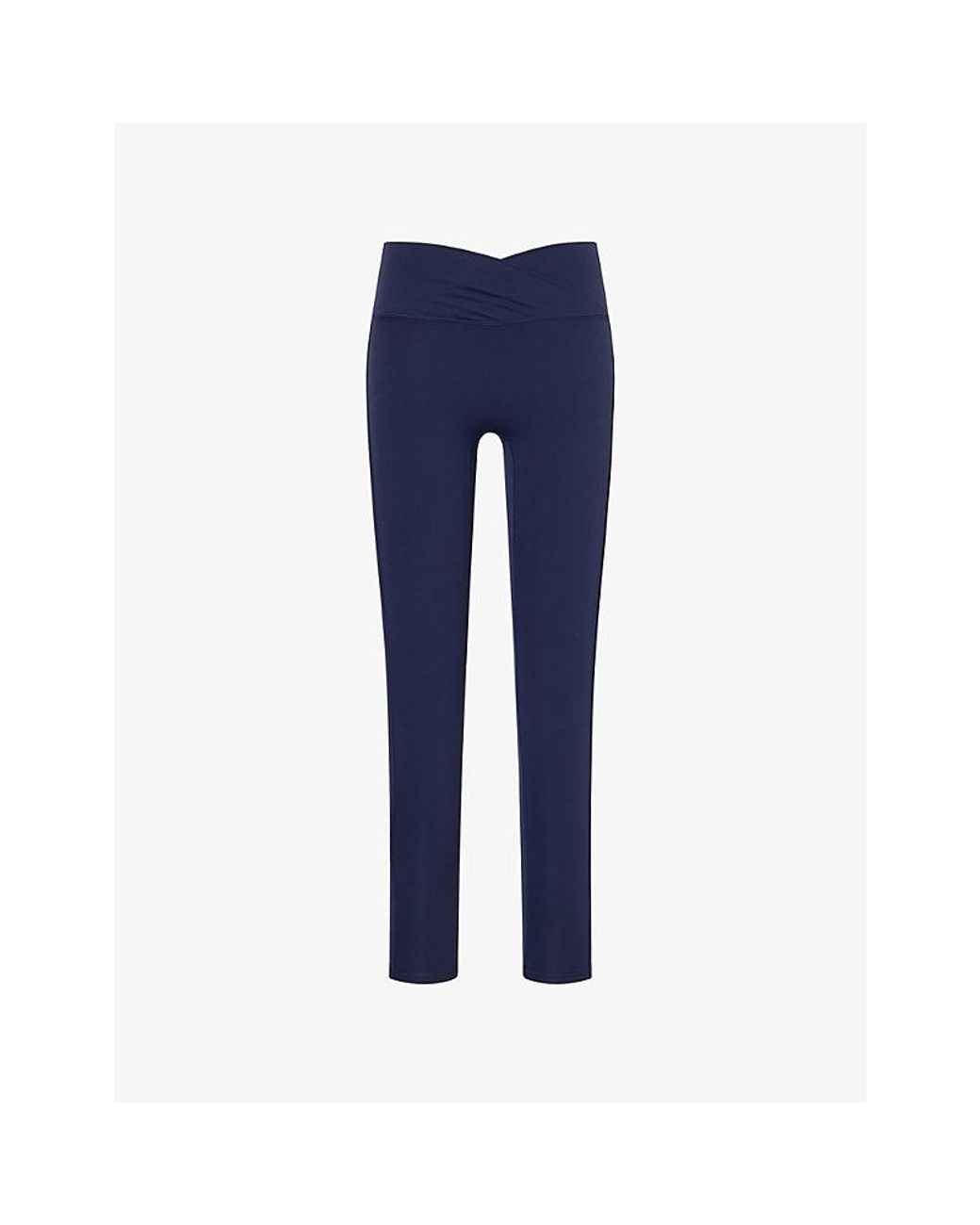 The Couture Club Blue Sculpting Crossover-Waistband Stretch-Jersey Leggings