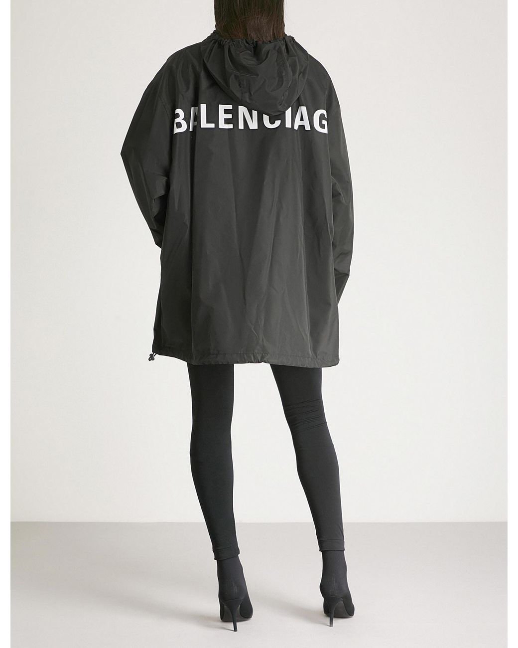 Balenciaga Synthetic Logo-print Shell Windbreaker Jacket in Black | Lyst