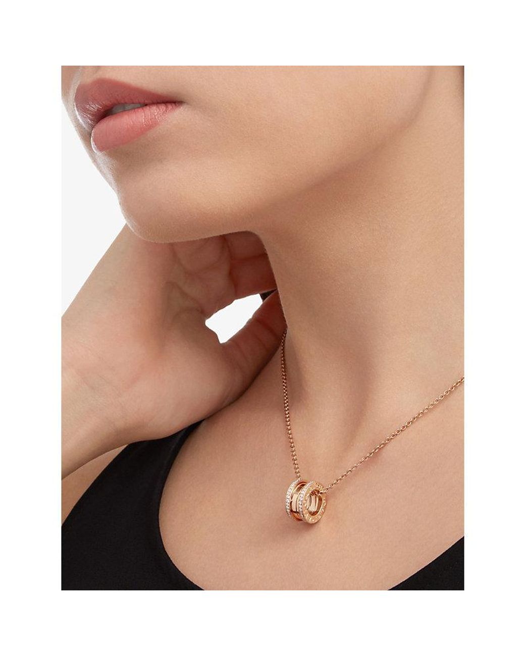 BVLGARI Metallic B.Zero1 18Ct Rose- And 0.38Ct Diamond Pendant Necklace