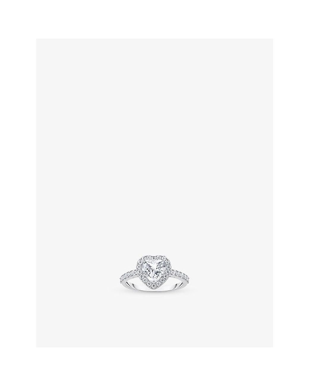 Thomas Sabo White Heart-Shaped Halo 925 Sterling And Cubic Zirconia Ring